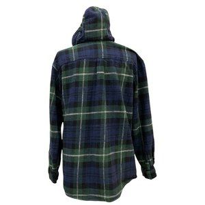 Vintage Re-Mastered Blue Green Flannel Shirt Jacket Hooded